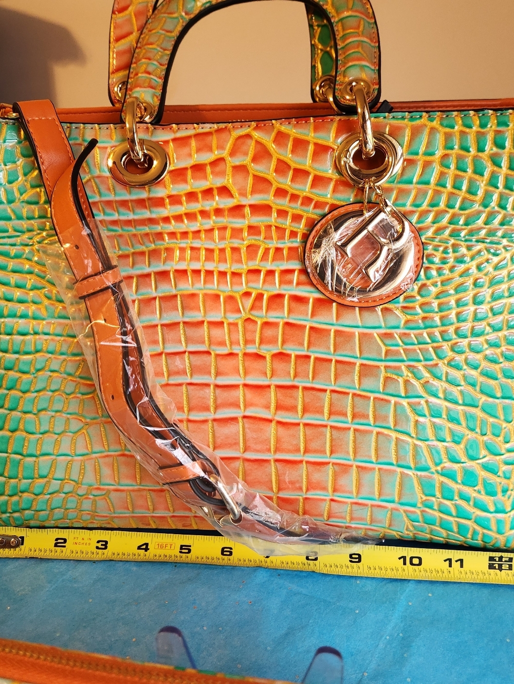 Multi Color Croc Satchel/Wallet 3 pc Set, NWT - Picture 12 of 12